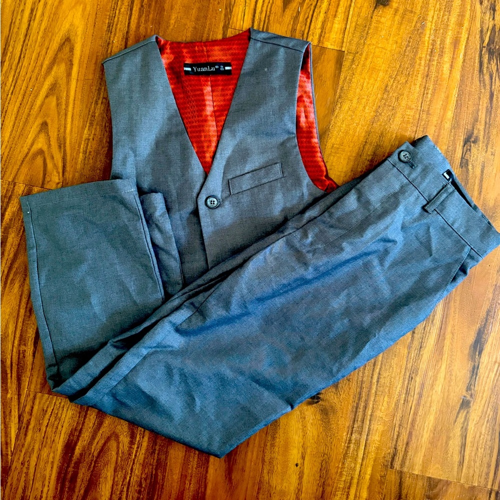 Gray Boy’s Suit Vest and Pants Set